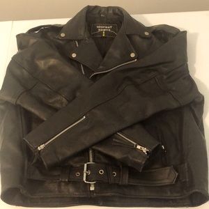 Highway Hawks Size 46 Leather Motorcycle Jacket XL